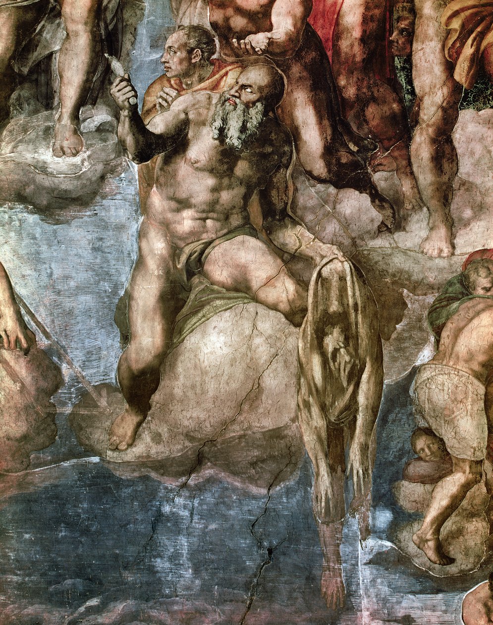 Sixtinska kapellets tak: The Last Judgement, detalj av S:t Bartolomeus som håller sin flågade hud, 1538-41 av Michelangelo Buonarroti