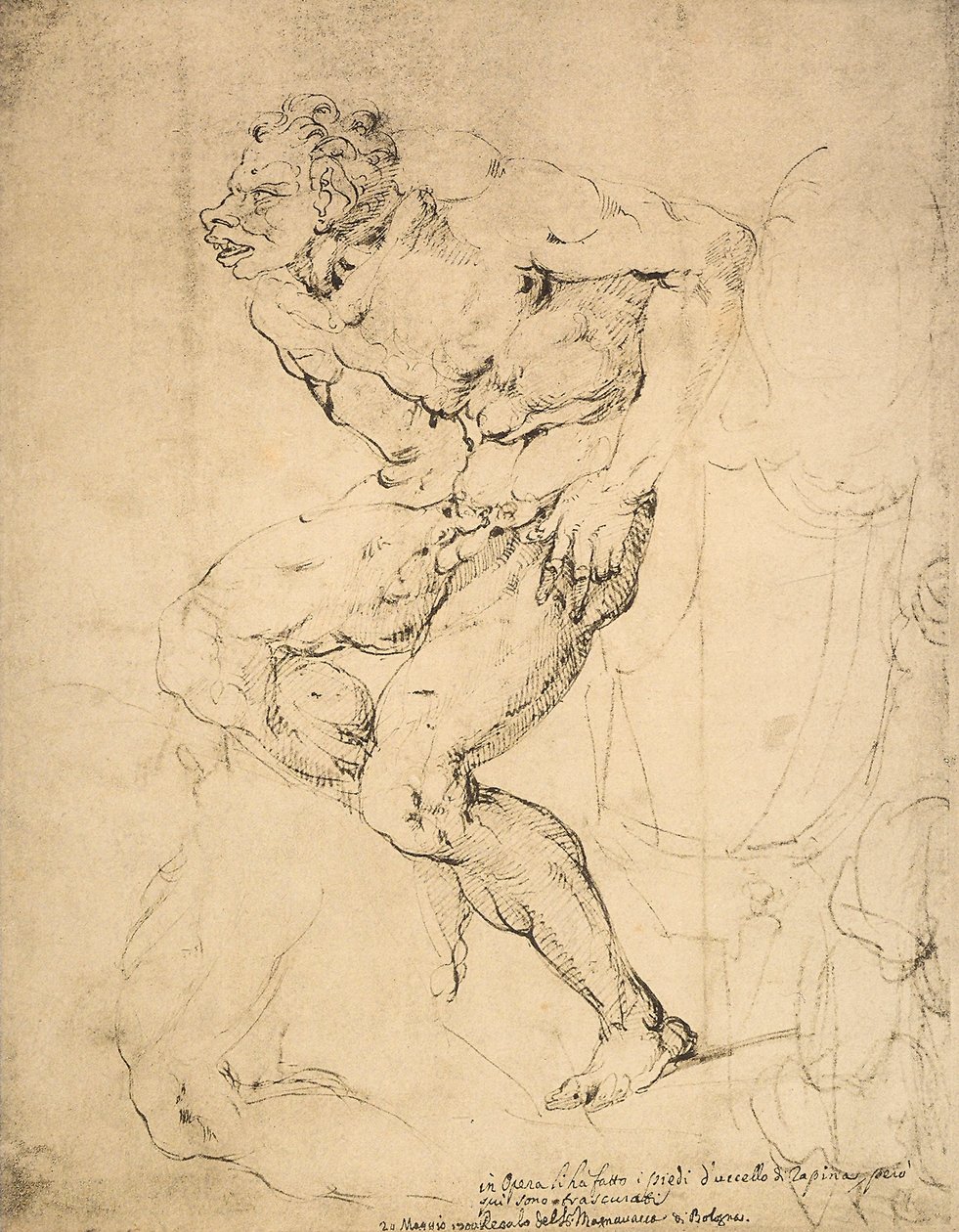 En djävul, teckning av Michelangelo. Cabinet of Drawings and Prints, Uffizi Gallery, Florens av Michelangelo Buonarroti