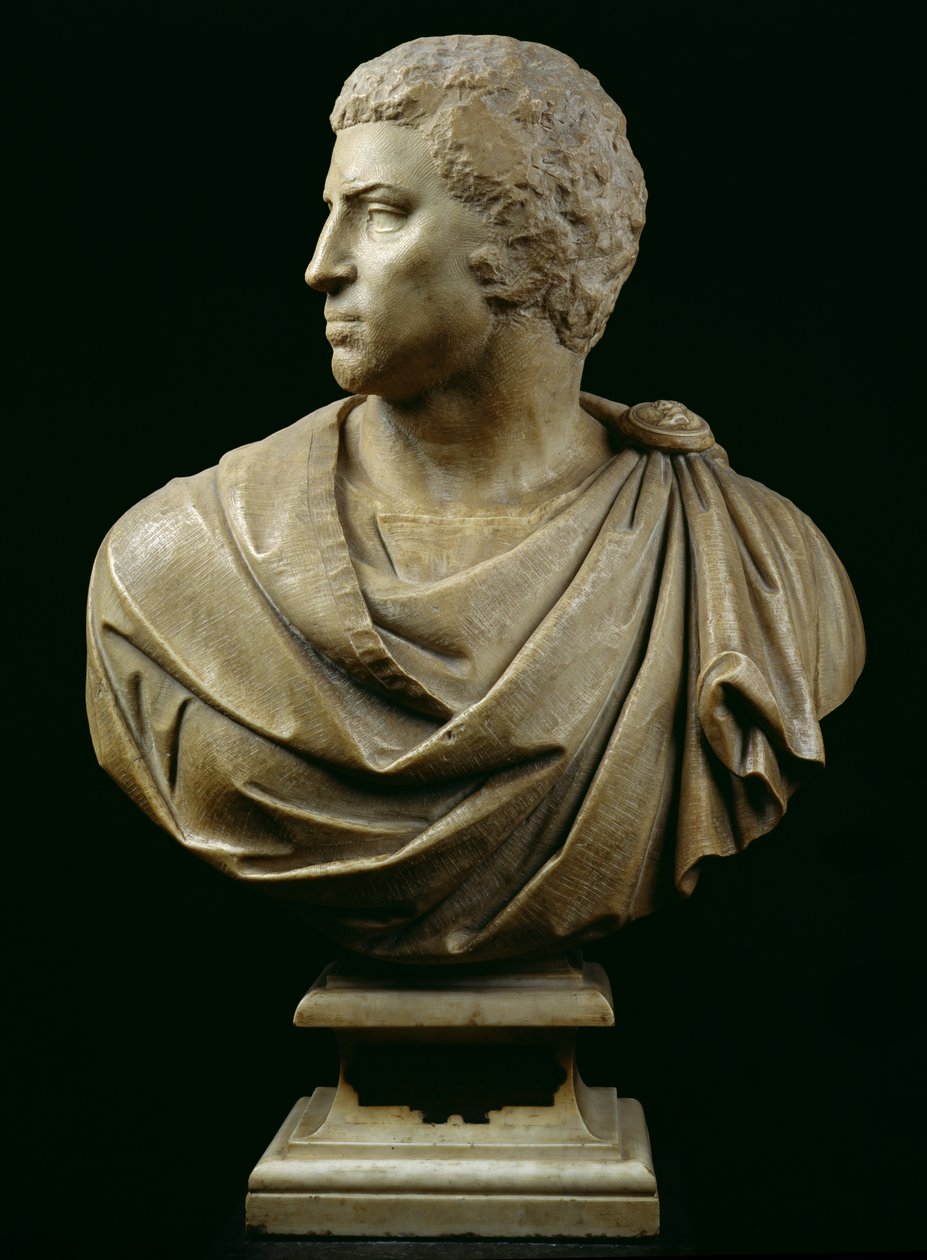 Byst av Brutus (85-42 f.Kr.) c.1540 (marmor) (se även 244606) av Michelangelo Buonarroti