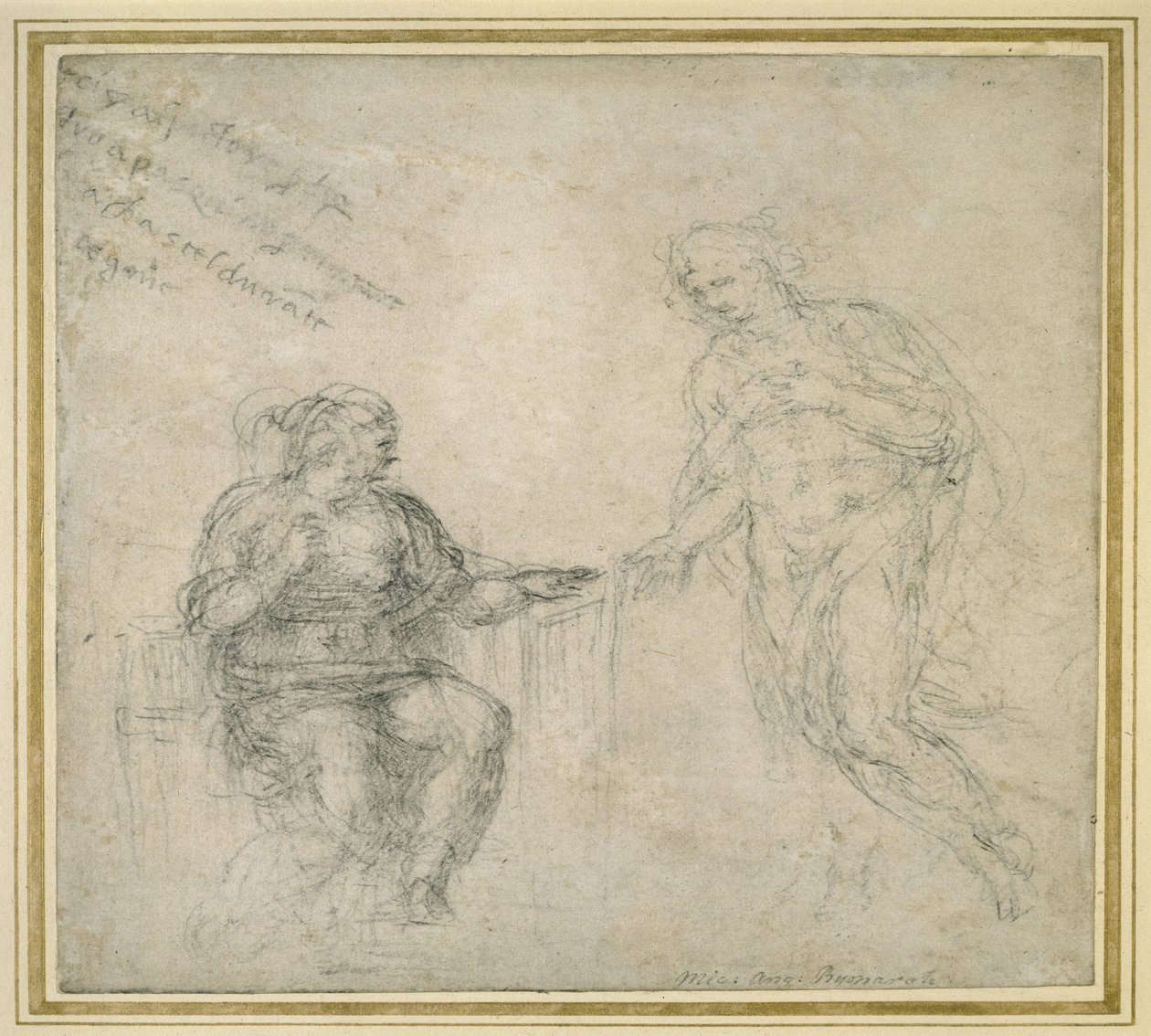 Kristus tar farväl av sin mor efter uppståndelsen, ca 1560 (svart krita på papper) av Michelangelo Buonarroti