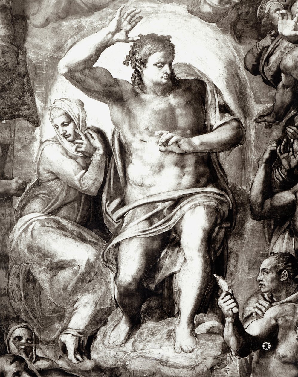 Kristus, detalj från The Last Judgement, 1538-41 av Michelangelo Buonarroti