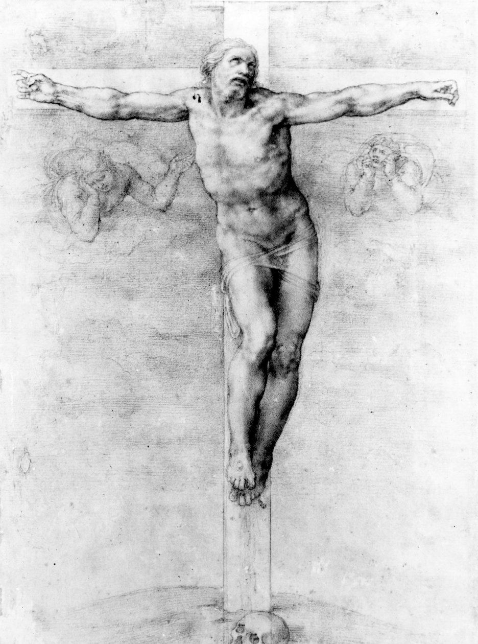 Kristus på korset (krita på papper) av Michelangelo Buonarroti