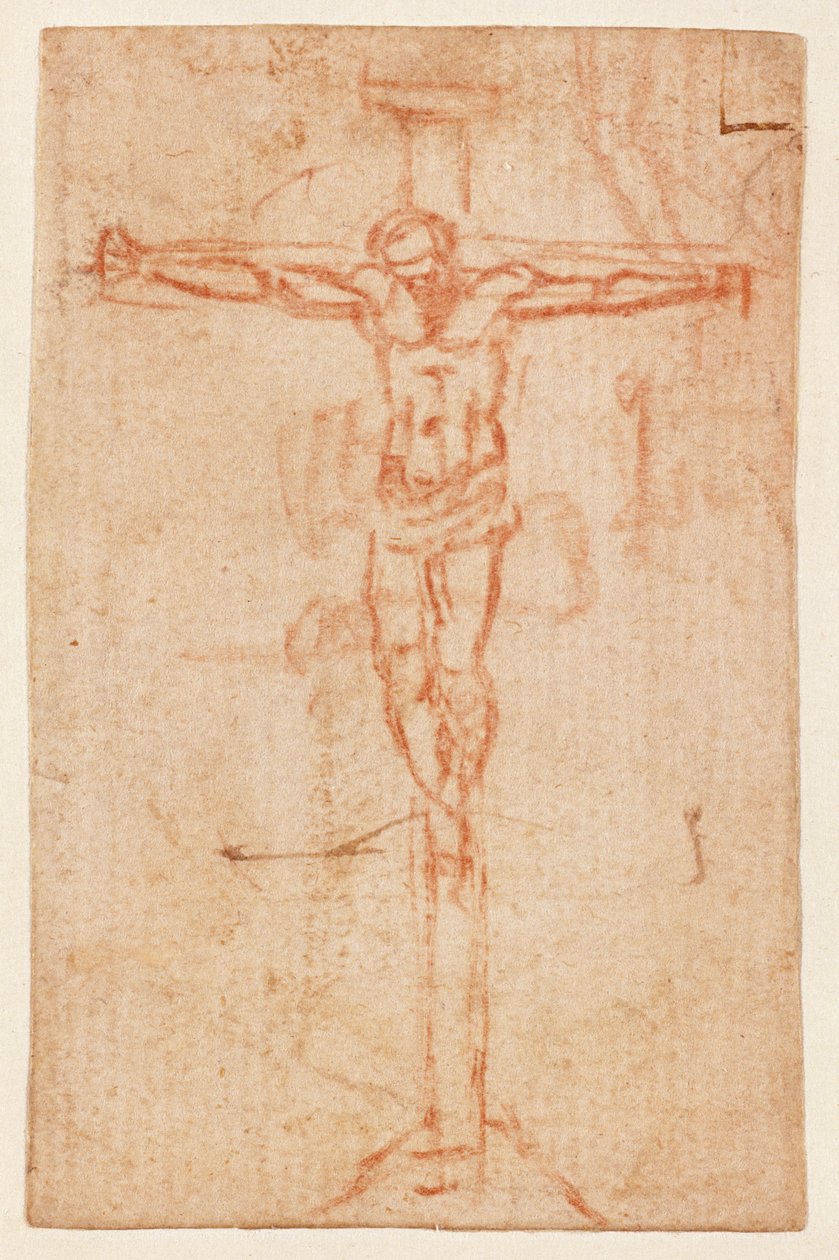 Kristus på korset (röd krita på papper) av Michelangelo Buonarroti