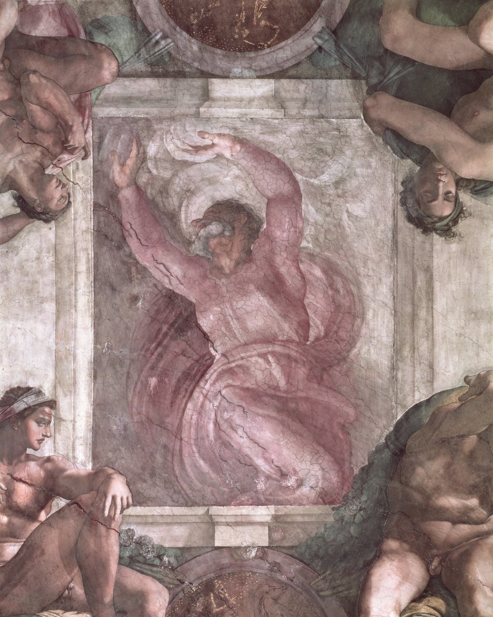 Gud som skiljer ljus från mörker, från taket i Sixtinska kapellet, 1508-12 (förrestaurering) av Michelangelo Buonarroti