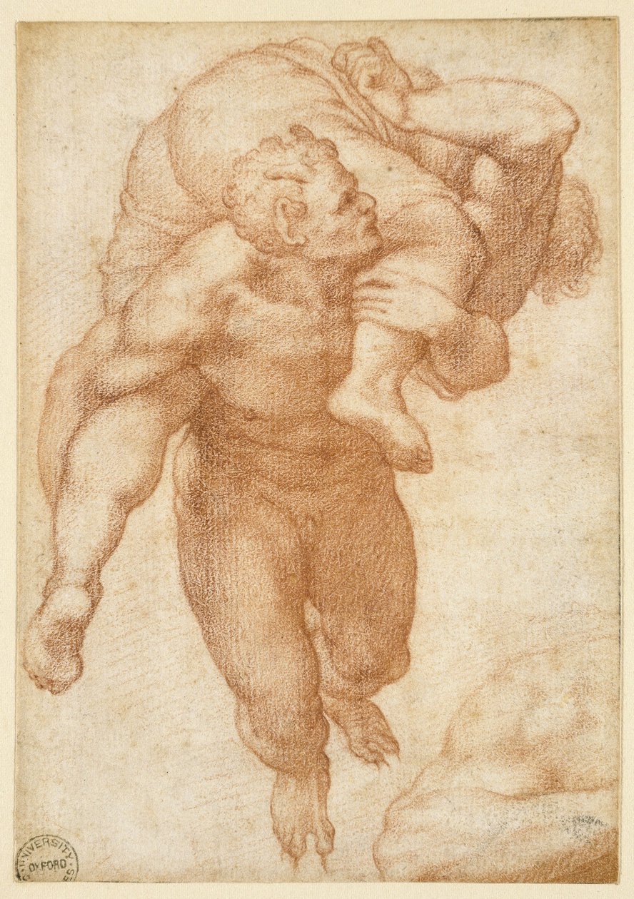Grupp från den sista domen (röd krita på ljusbrunt papper) av Michelangelo Buonarroti