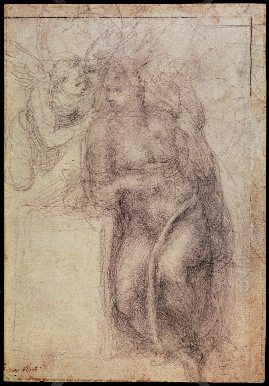 Inv.1895-9-15-516.recto (w.72) Suʻesuʻega mo le Faʻaaliga (sioka uliuli i luga o pepa), 1547swed av Michelangelo Buonarroti