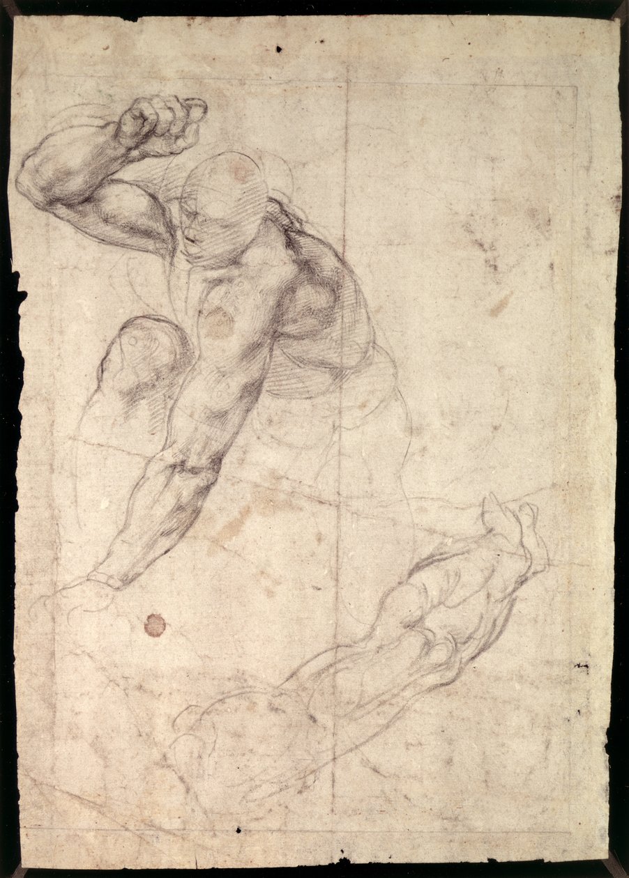 Studie av mansfigur av Michelangelo Buonarroti
