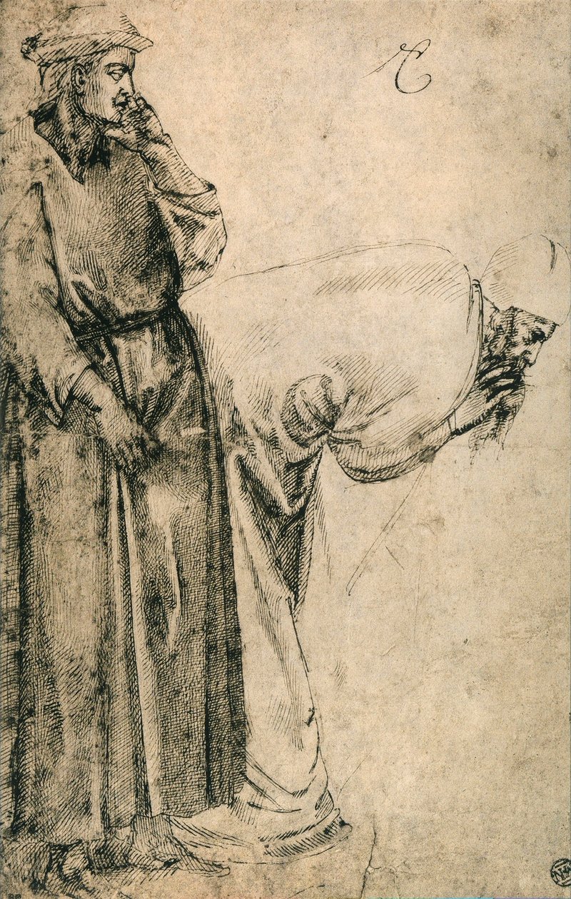 Mansfigurer (kopia från Giotto); teckning av Michelangelo. Louvren, Paris av Michelangelo Buonarroti