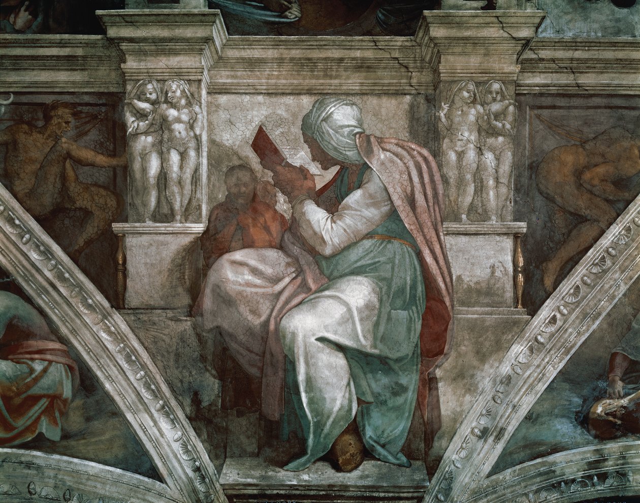 Persisk sibylla, detalj från Sixtinska kapellets tak, 1508-12 av Michelangelo Buonarroti