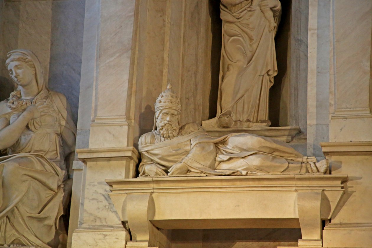 Porträtt av Julius II från Julius II:s grav, 1515 (marmor) av Michelangelo Buonarroti
