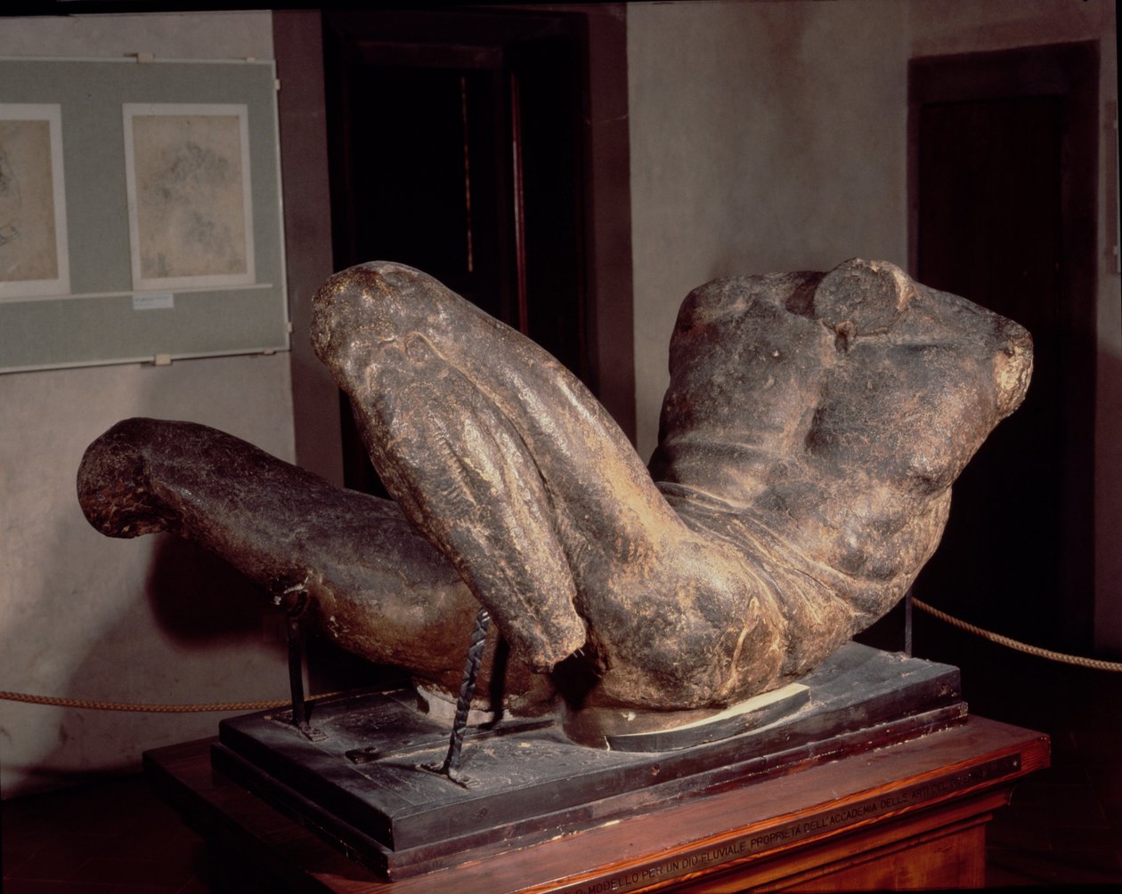 River God, ca 1524-27 (obränd lera, flodsand, tråd, nät och växtfibrer) av Michelangelo Buonarroti