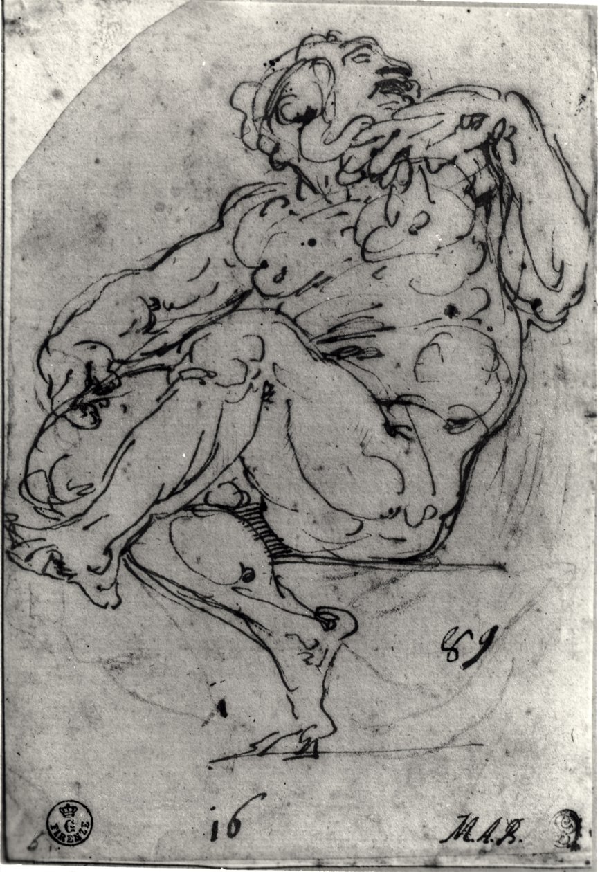 Sittande manlig naken av Michelangelo Buonarroti
