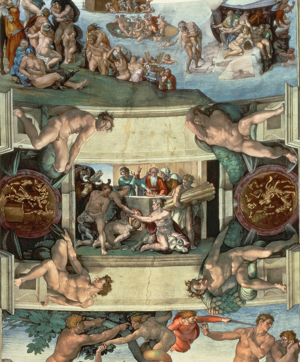 Sixtinska kapellets tak (1508-12): The Sacrifice of Noah, 1508-10 (efter restaurering) av Michelangelo Buonarroti