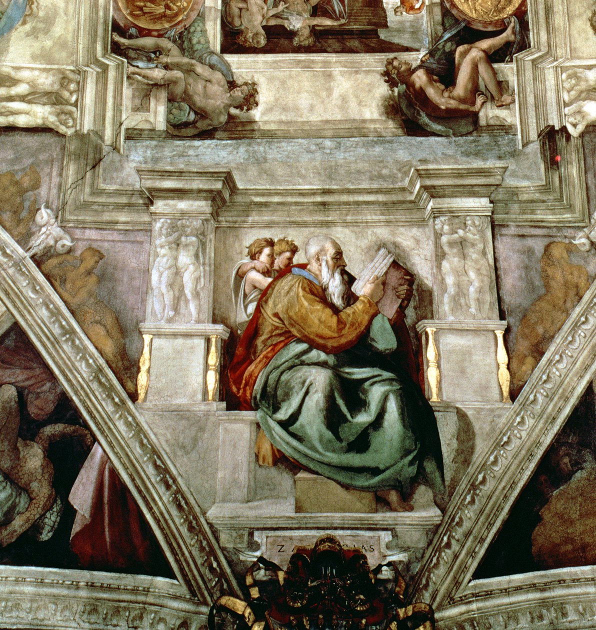 Sixtinska kapellets tak, 1508-12 (detalj av 177197) av Michelangelo Buonarroti