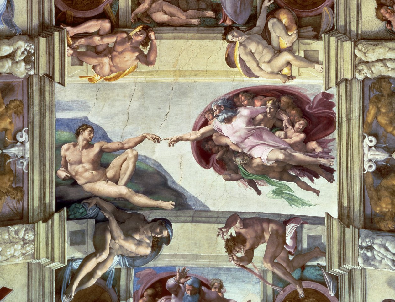 Sixtinska kapellets tak: Adams skapelse, 1510 av Michelangelo Buonarroti