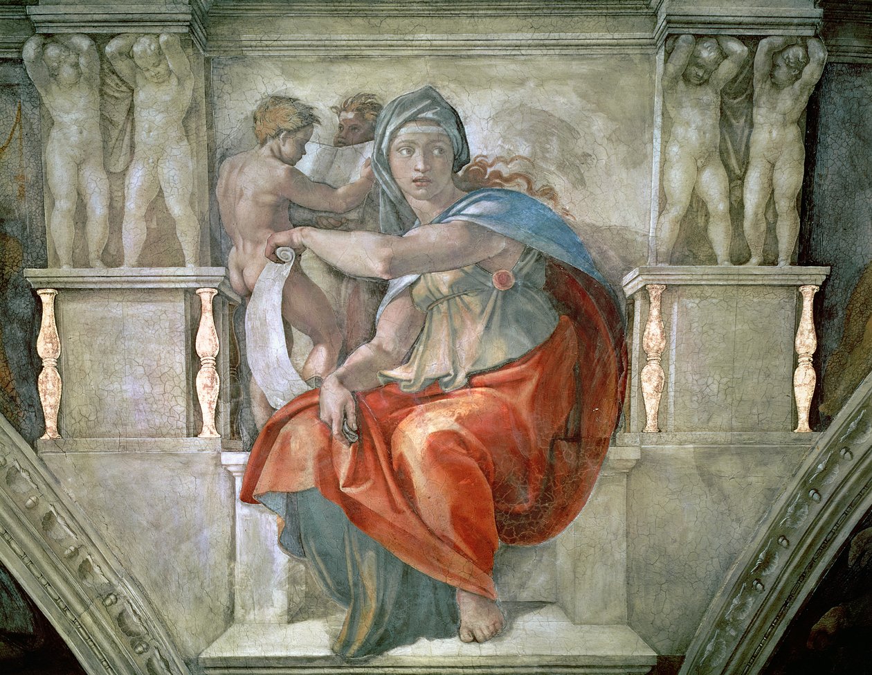 Taket i Sixtinska kapellet: Delfiska sibyllan av Michelangelo Buonarroti