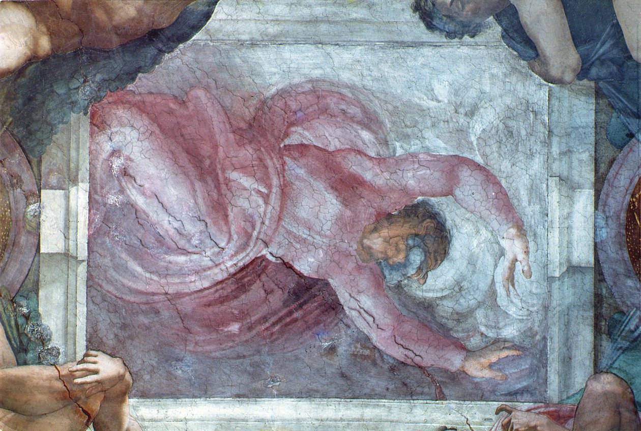 Sixtinska kapellets tak: Gud som skiljer ljus från mörker (för restaurering) av Michelangelo Buonarroti
