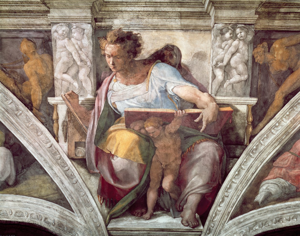 Sixtinska kapellets tak: Profeten Daniel, c.1508-10 av Michelangelo Buonarroti