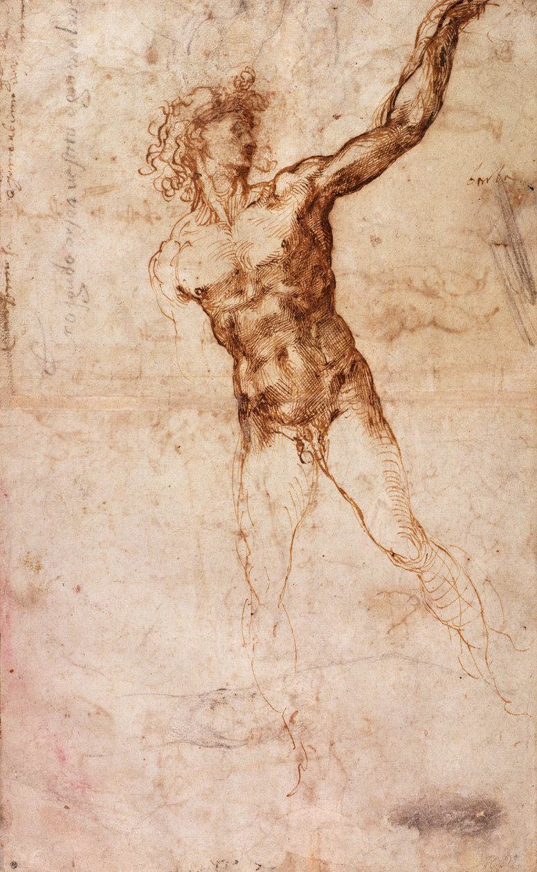 Skiss av en naken man (W. 4 recto) av Michelangelo Buonarroti
