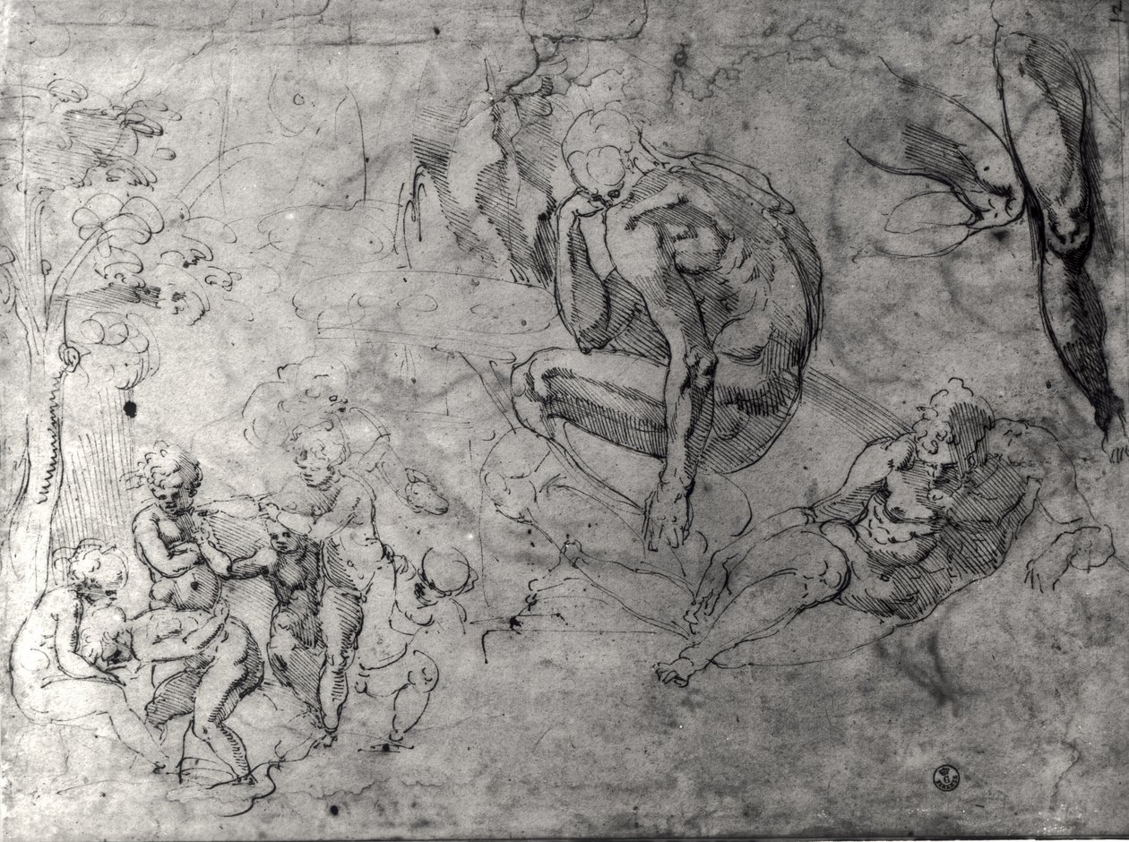 Studier för figurer av Michelangelo Buonarroti
