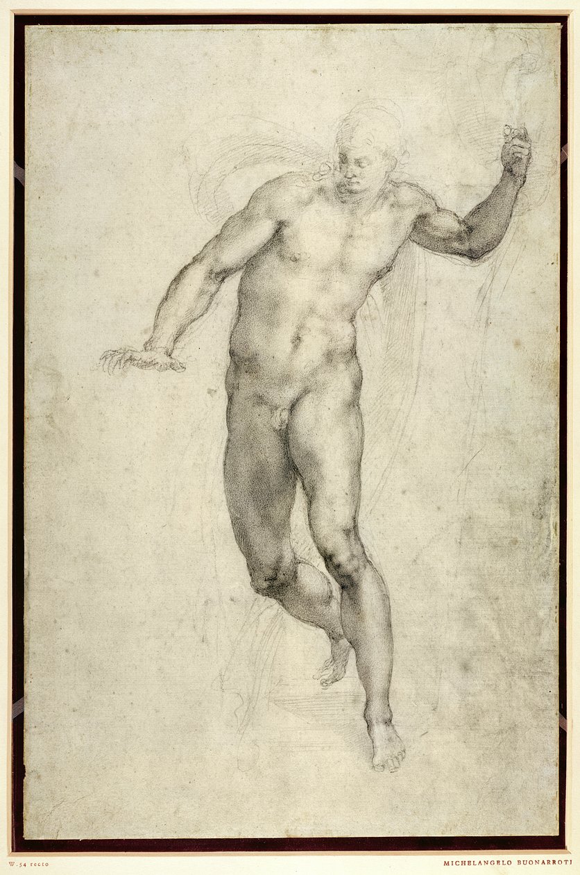Studie til The Last Judgment (W.54 recto) swed av Michelangelo Buonarroti