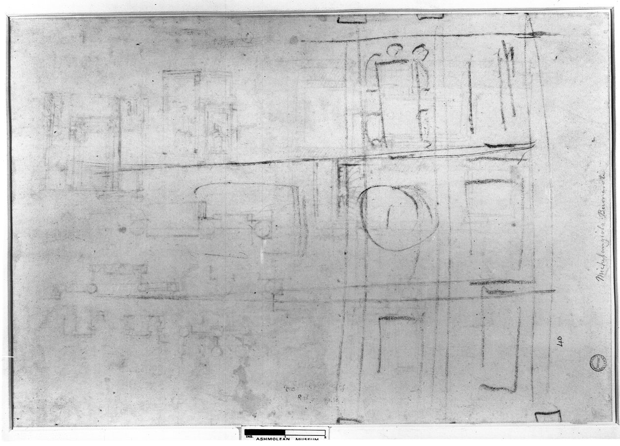 Studie för taket i Laurentian Library, 1524 av Michelangelo Buonarroti