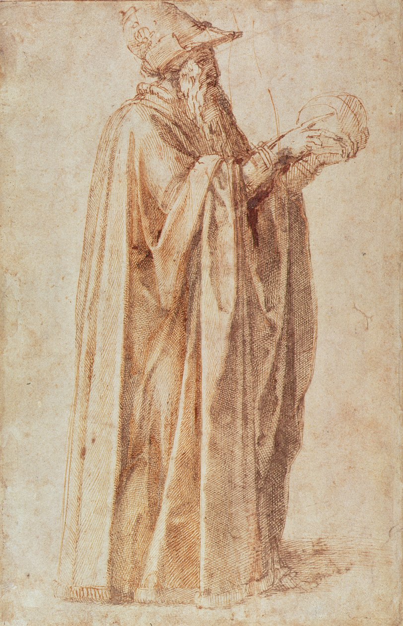 Studie av en man (bläck på papper) av Michelangelo Buonarroti