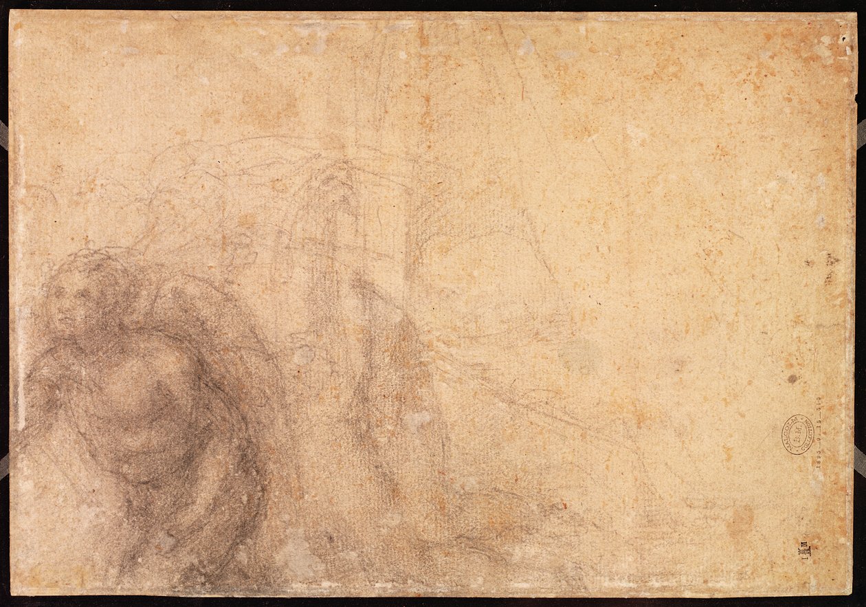 Studie av en ängel (kol på papper) (verso) av Michelangelo Buonarroti