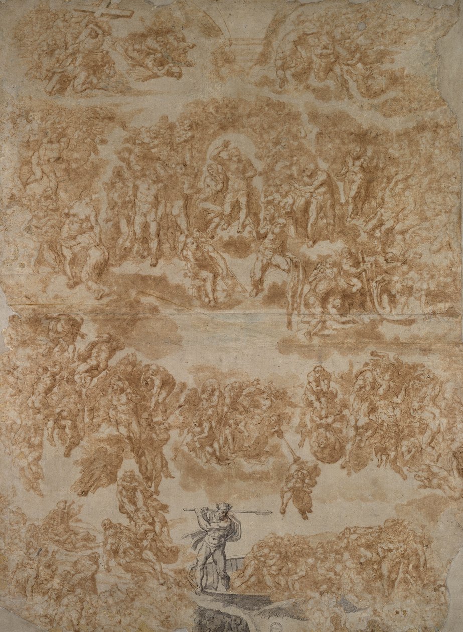 Den sista domen (penna med tvätt på papper) av Michelangelo Buonarroti