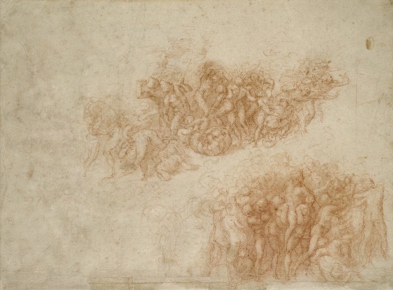 The Worship of the Brazen Serpent, c.1530 (röd krita på papper) av Michelangelo Buonarroti