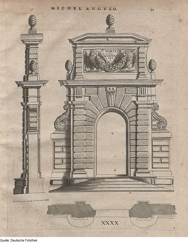 Tor zum Lustgarten des Castello Sforza in Mailand av Michelangelo Buonarroti