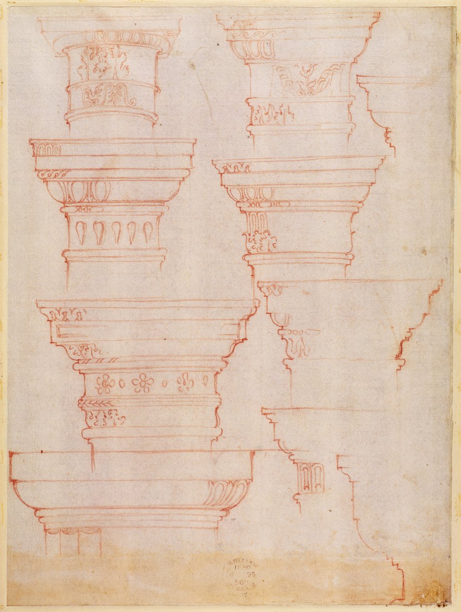 W.18v Studie av spalt versaler (färgpenna) av Michelangelo Buonarroti