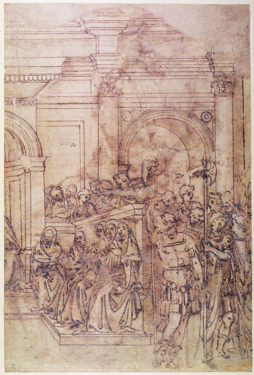 W.29 Skiss av en folksamling för en klassisk scen av Michelangelo Buonarroti