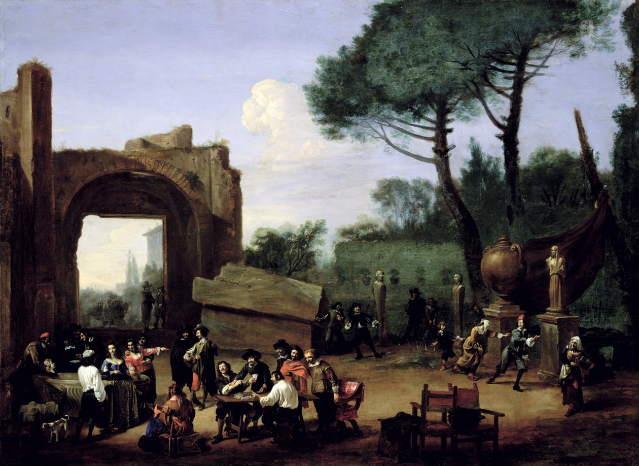 Garden Party with Roman Artists, c.1640s  av Michelangelo Cerquozzi