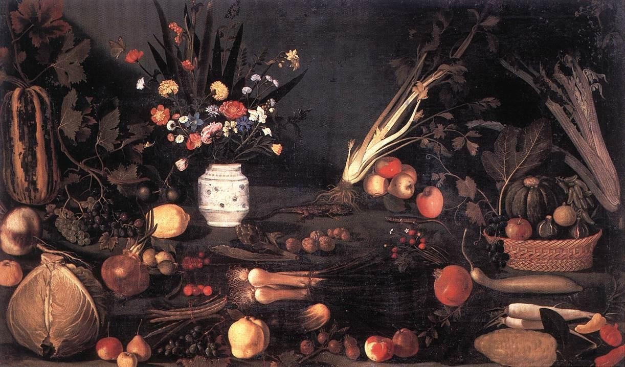 Stilleben med blommor och frukt av Michelangelo Merisi Caravaggio
