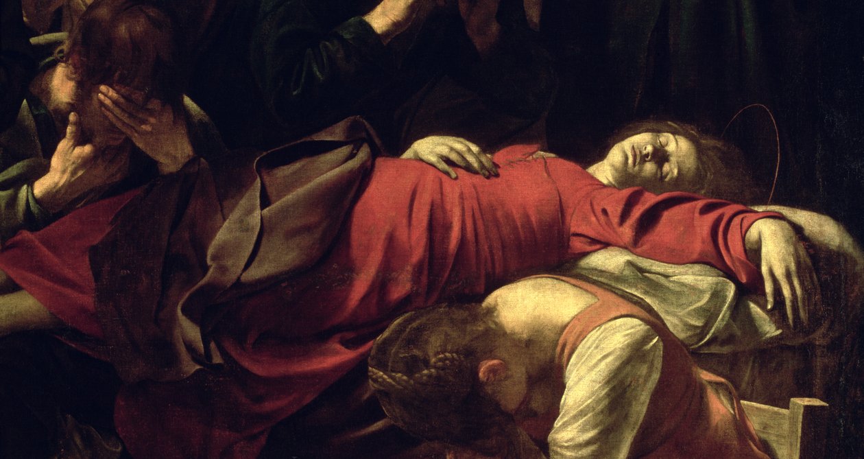 Jungfruns död, 1605-06 (detalj av 3678) av Michelangelo Merisi Caravaggio