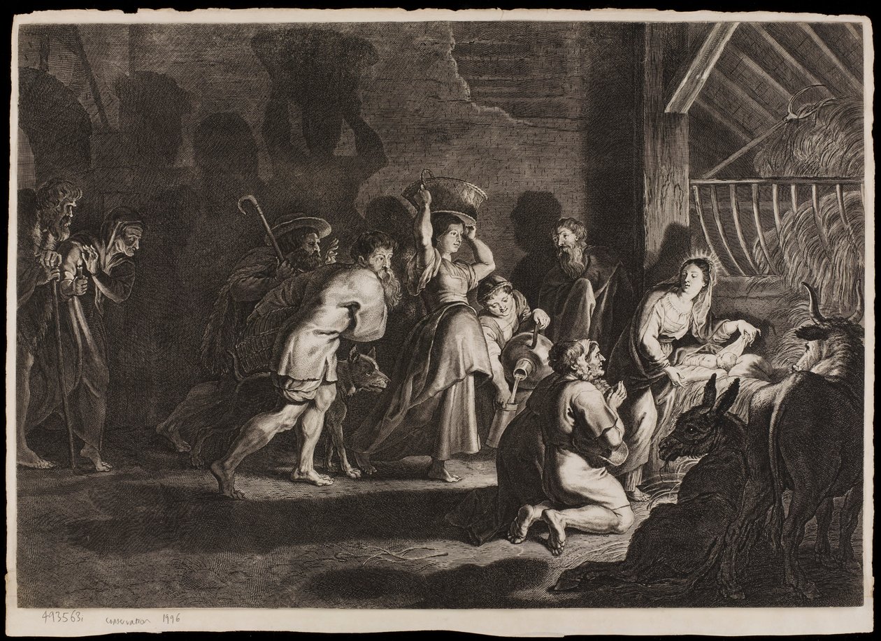 The adoration of the shepherds at the birth of Christ av Michelangelo Merisi Caravaggio