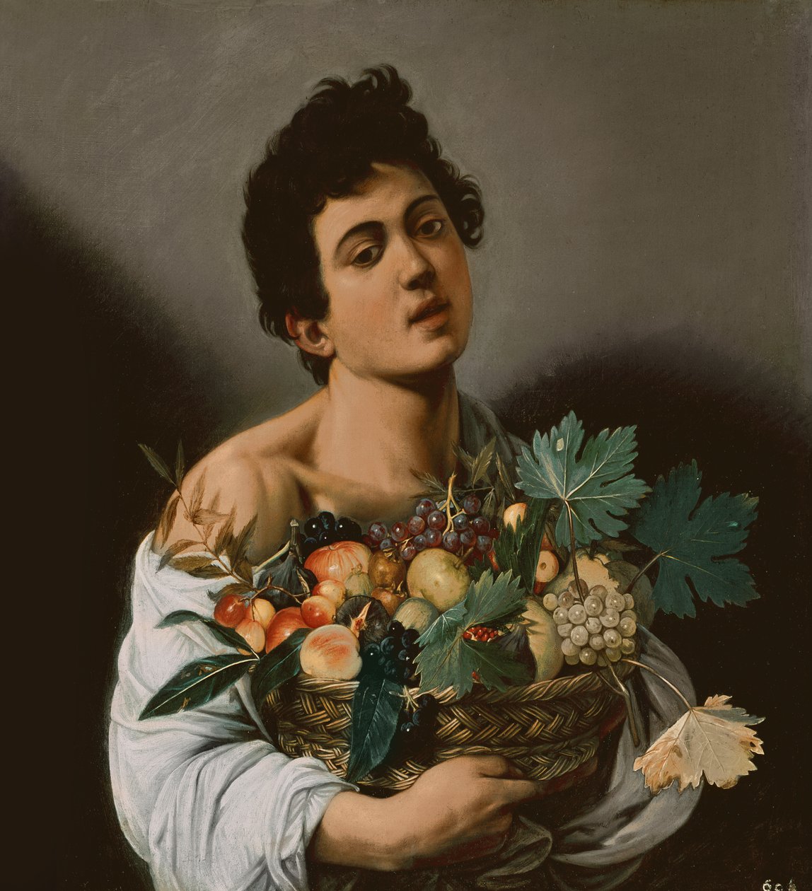 Vijana wenye Kikapu cha Matunda, 1594 (maelezo ya 104940)swed av Michelangelo Merisi Caravaggio