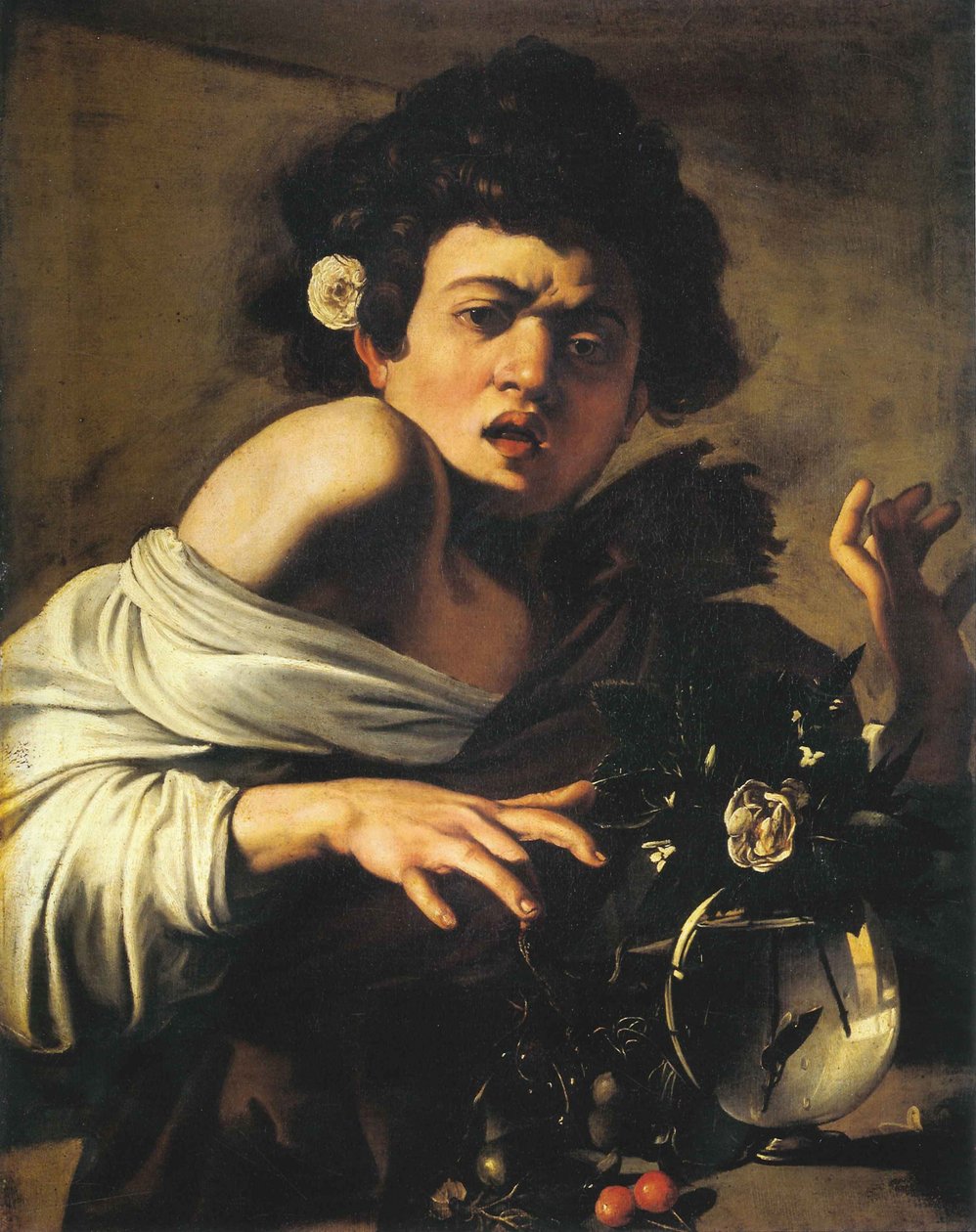 Pojke biten av en ödla, 1596-97 av Michelangelo Merisi Caravaggio
