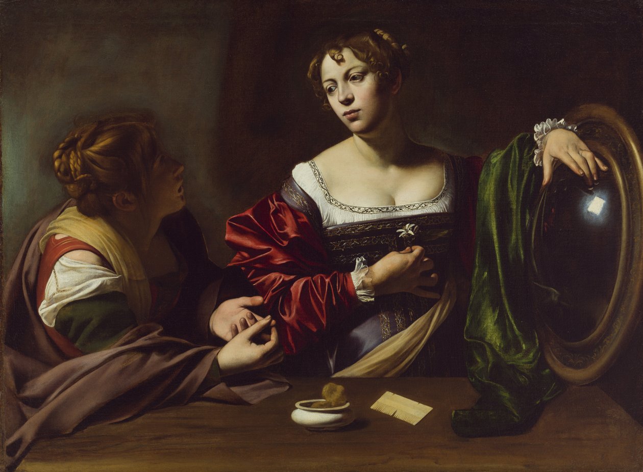 The Conversion of the Magdalene, c.1598 (olja och tempera på duk) av Michelangelo Merisi Caravaggio
