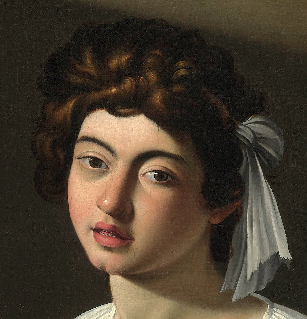 Lutspelaren, ca 1595, detalj av Michelangelo Merisi Caravaggio