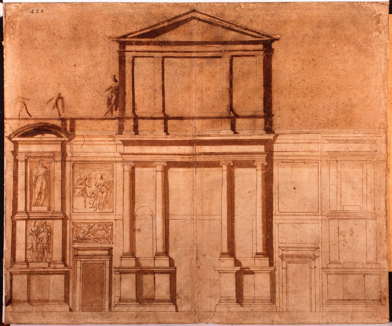 Ritning av fasaden på San Lorenzo av Michelangelo (after) Buonarroti
