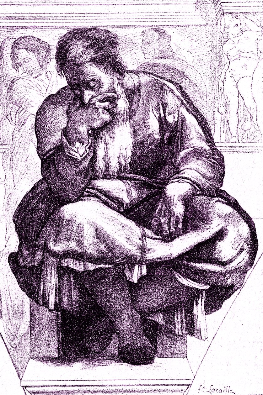 Jeremia, den gråtande profeten av Michelangelo (after) Buonarroti