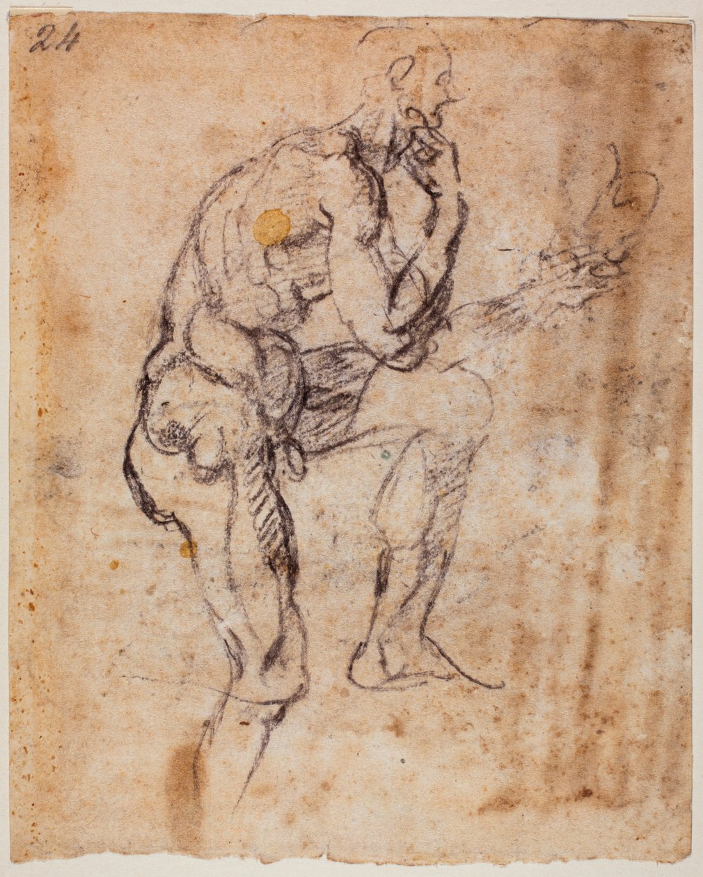 Aktstudie, kopia från Naasons lunett av Michelangelo (after) Buonarroti