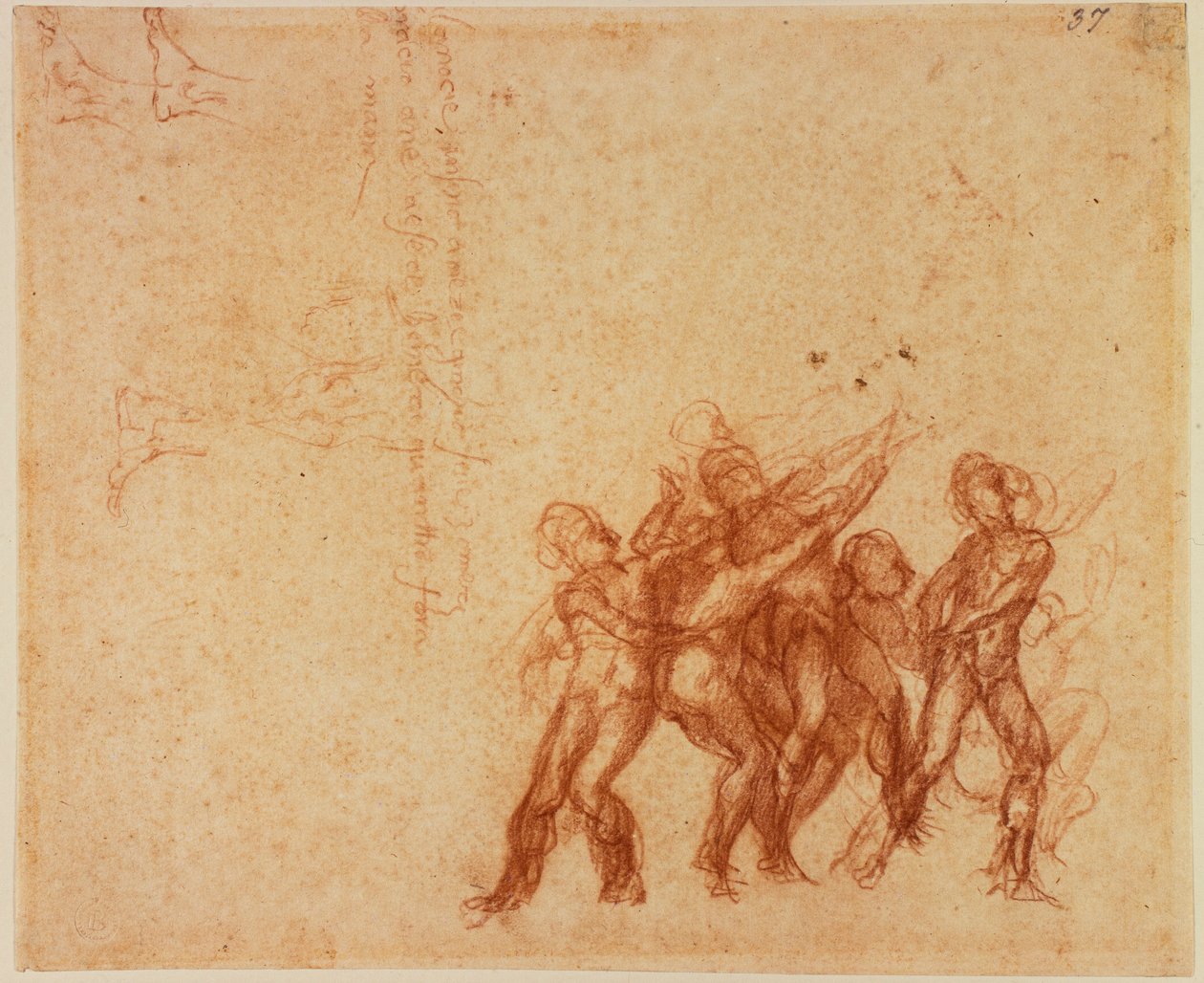 Studier av nakna figurer av Michelangelo (after) Buonarroti