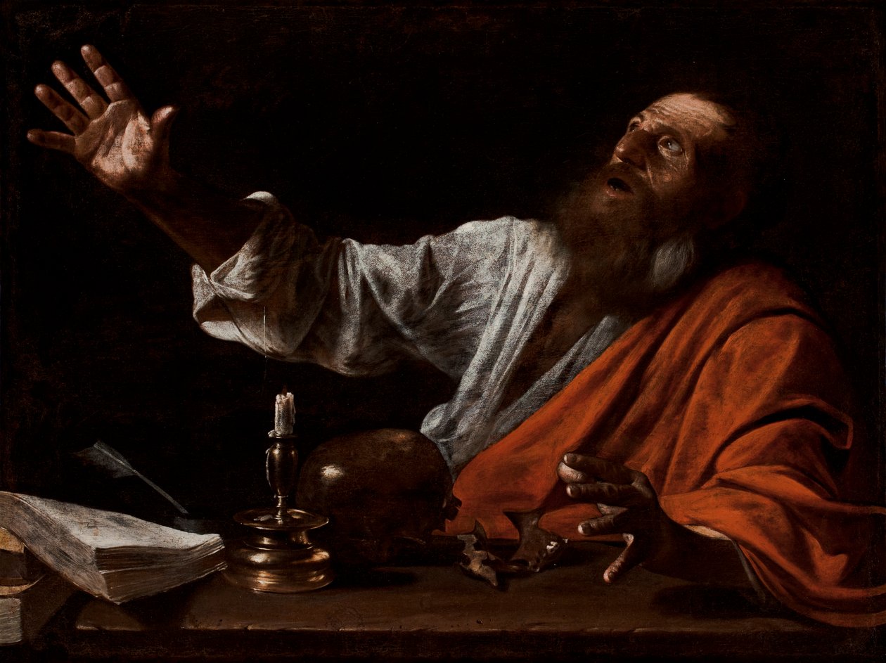 The Vision of Saint Hieronymus, första hälften av 1600-talet (olja på duk) av Michelangelo (follower of) Caravaggio