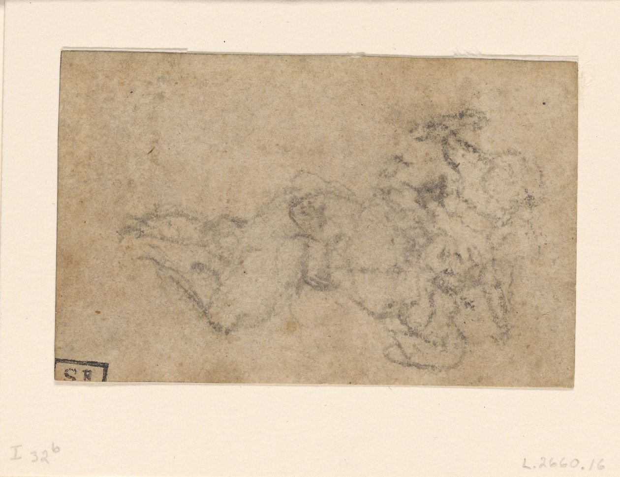 Michelangelo - David och Goliat. Verso linjerade arkitektoniska studier, ca 1550-1556, I, 32b av Michelangelo