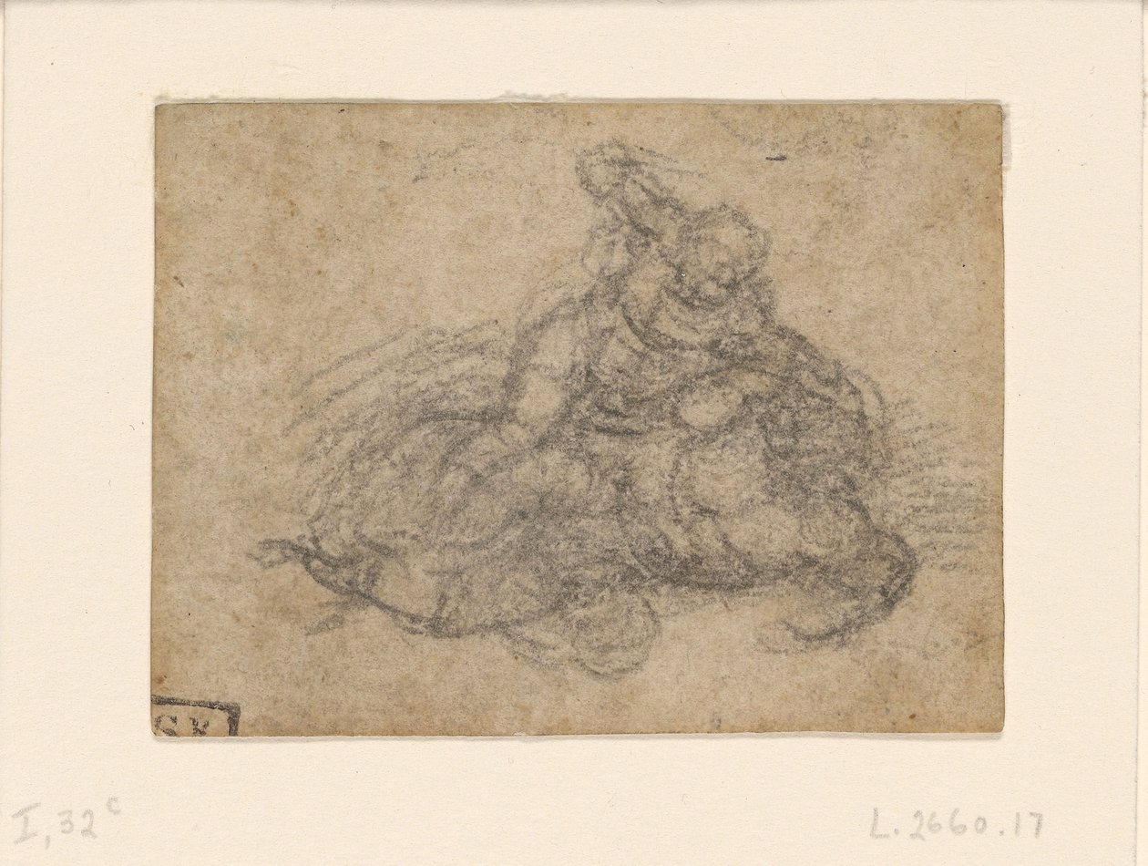 Michelangelo - David och Goliat. Verso linjerade arkitektoniska studier, ca 1550-1556, I, 32c av Michelangelo