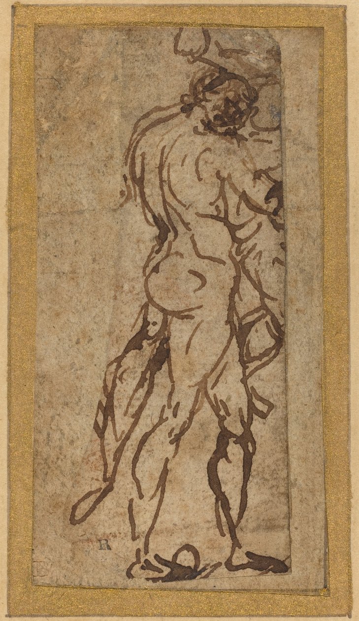 Två nakenbilder slåss av Michelangelo