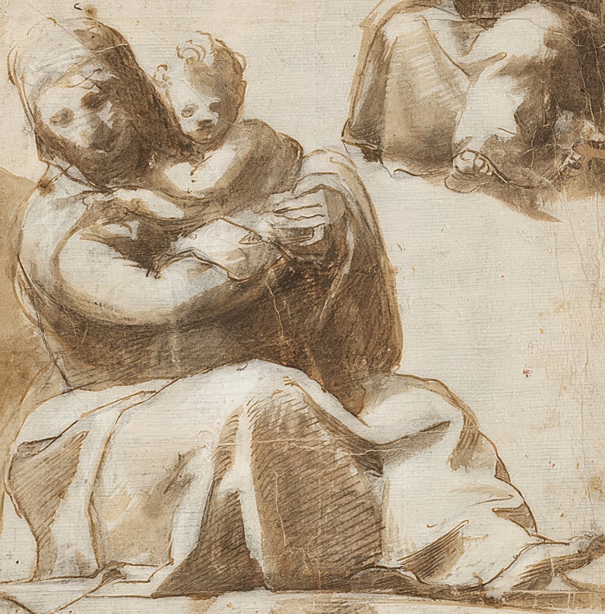 Sittande Madonna med barn. Omkring 1525 (?) av Michelangelo Anselmi
